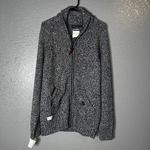 Marshall Artist Gray Knit Zip Sweater Men’s Large Modern Tailoring Cardigan - Picture 1 of 10
